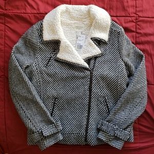 New Sz Large F21 Houndstooth Motor Jacket